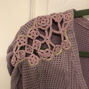 Free People lilac crochet short sleeved top
